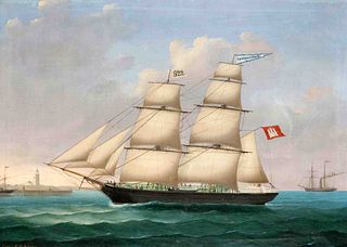Petersen, Lorenz. 1803 Flensburg - 1870 Altona. Captain's painting of the Hamburg brig J.H.