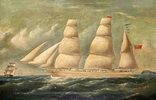 Anonymous marine painter of the 19th century. Captain's portrait of the British barque Royal Bride