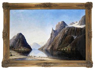 Fuchs, Therese. 1849 - DÃ¼sseldorf - 1910. Norwegian fjord landscape. 1905. oil/canvas, bottom