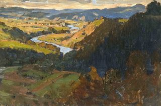 Bendrat, Arthur. 1872 Gdansk - 1914 Coswig. View into the Saale valley (From the Gleitsch towards