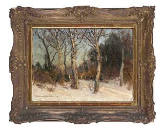 Hoffmann-Fallersleben, Franz. 1855 Weimar - 1927 Berlin. Birches in the winter sun. 1916. oil/wood
