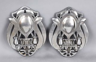 Pair of art nouveau wall sconces. Designed by Heinrich Vogeler (1872-1942) around 1900, later