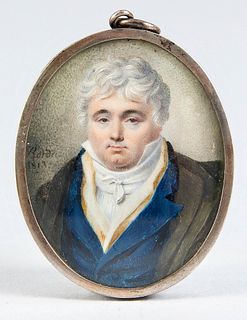 Bordes, Joseph. 1773 - England - ca.1838. Oval miniature portrait of a man with white hair. 1813.
