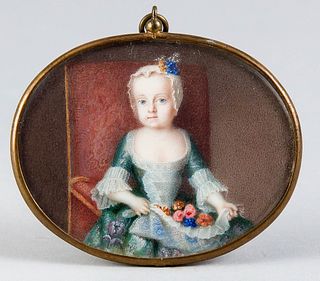 Viennese miniature painter of the 18th century. Portrait of Archduchess Maria Amalia of Austria