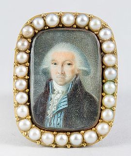 Miniature painter of the 18th c. Portrait of a gentleman. Tempera probably on bone, set as a
