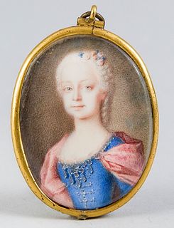 Viennese miniature painter of the 18th century. Oval portrait of Marie-Antoinette of Austria-
