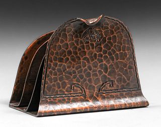 Early Craftsman Studios - Brooklyn Hammered Copper Letter Rack c1917-1920