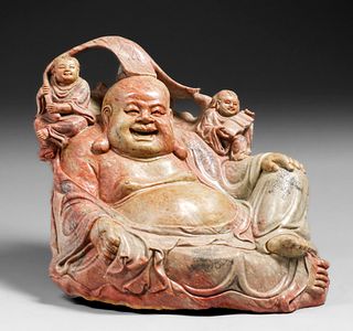 Large Chinese Hand-Carved Soapstone Buddha c1920s