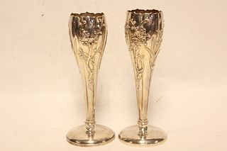 Pair of Japanese Art-Nouveau Silver Vase