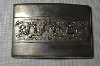 Chinese antique dragon silver cigarette case