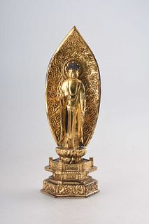 Chinese Gilt Lacquer Wood Buddha