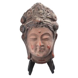 Chinese Lacquer Wood Guanyin Mask