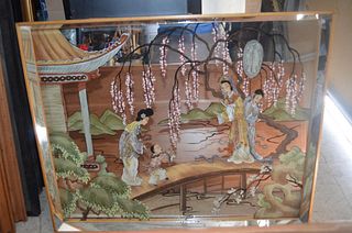 Large 19th.C Chinese Reverse Glass Painting