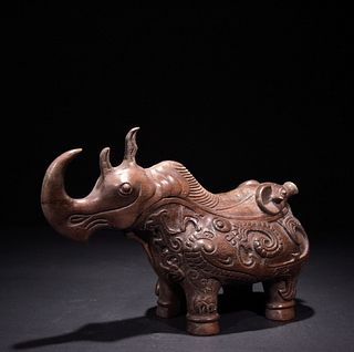 Chinese Chengxiang Wood Hand Carved Rhino