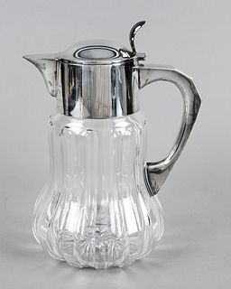 Large juice jug with silver mount, so called Kalte Ente, German, 20th c., maker's mark Gebr. Deyhle, Schwäbisch Gmünd, silver 830/000, complete with i
