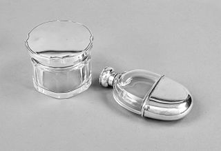 Hip flask, German, 20th century, maker's mark Wilhelm Binder, Schwäbisch Gmünd, silver 800/000, gilding on the inside, screw-on lid and attached cup, 