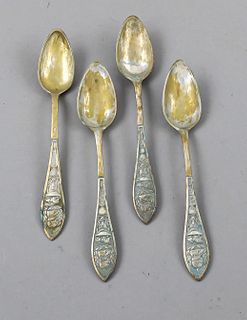 Twelve teaspoons, German, early 19th century, Berlin hallmark, mark of 1st master marker H. W. Zarnack (1817-19), MZ verschlagen, silver hallmarked, t