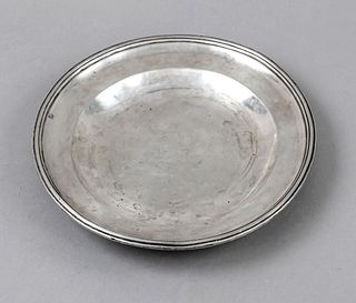 Plate, probably German, 19th c., marked Werner, silver 13 soldered (812,5/000), moulded shape, profiled rim, Ø 24,5 cm, ca. 508 g