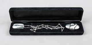 Two pieces of jewelry, Finland, 2nd half of 20th century, master mark Lapponia, sterling silver 925/000, necklace with pendant and brooch, total weigh