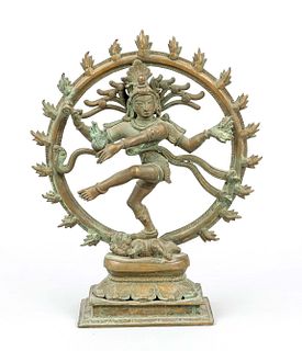 Shiva Nataraja, India, 20th century, the god Shiva as ''king of the dancers'' destroys the world in a wreath of flames and with it the evil in persona
