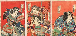Yoshu Chikanobu(1838-1912; =Tooyohara Chikanobu): Tryptichon to Shizugatake no Tatakai (The Battle of Shizugatake), dated Meiji 25 [=1893], jap. woodc