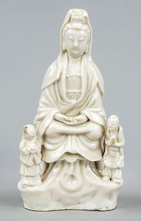 Dehua-Guanyin, China, probably Qing dynasty (1644-1911), 19th century, blanc de chine porcelain with creamy white glaze, merciful Avalokiteshvara and 