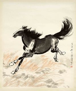 After Xu Beihong(1895-1953): ''Galloping ahead'', 20th c., ink and light colors on paper, inscription, one seal, 82/3