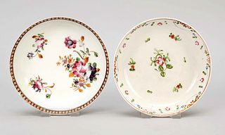 2 small plates Canton, South China, Prov. Guangzhou, Canton, Qing dynasty(1644-1912), 18th century, white and ivory porcelain with glass rhomboid pain