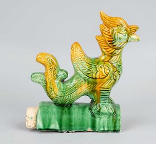 Phoenix rider, China, Qing dynasty (1644-1911) 18th century or later, light red earthenware with amber and green glaze (chin. ercai) in the shape of a