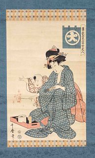 Kitagawa Utamaro(1753-1806): ''The blue-robed lady with the sparkler'', 1804-1806, sheet from the series ''Current beauties in summer fashion''(natsu 