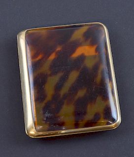 9ct gold and tortoiseshell cigarette case by Asprey. 9 x 7.5 cm