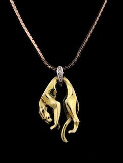 Gold Jaguar pendant on a 9ct gold chain.