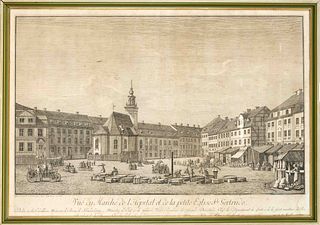 Johann Georg Rosenberg (1739-1808), view of the Spittelmarkt in Berlin, dated 1783, ''Vue du MarchÃ¨ de l'Hopital et de la petite Eglise Ste. Gertrude