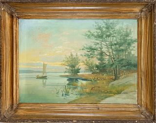 Anonymous painter 1st half 20th century, Scandinavian coastal scene, oil on canvas, unsigned, rubbed, loss of color in left area, 50 x 70 cm, framed 7