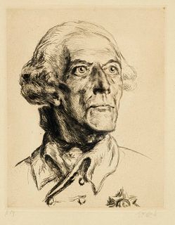 Ernst Pickardt (1876-1931), Portrait of Frederick the Great, etching with drypoint, signed by hand lower right, numbered ''N. 54'' lower left, somewha