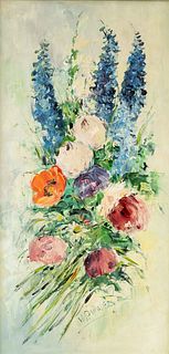 Walter Prescher van Ed (1916-1988), German painter, Prof. at the Academy of Arts Berlin and the Academy of Arts Dresden, flower piece, oil/canvas, sig