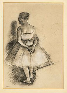 Edgar Degas (1834-1917), after, Back Figure of a Ballerina, lithograph after a drawing, signed lower left in the original, 38,5 x 26,5 cm, framed behi