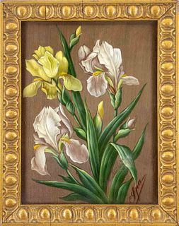 Ed. Renkin, 1st half of 20th c., Orchids, oil on wood, signed and inscribed ''Spa'' lower right, 23 x 17 cm, framed behind glass 28 x 22 cm