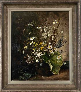 Adam Wolf (1893-1968), Still life of flowers, oil on thick cardboard, bottom right signed and dated ''Adam Wolf 1944'', 60 x 50 cm, framed 77 x 67 cm