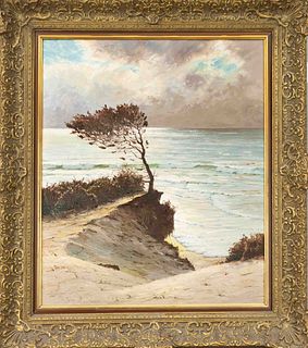 signed SchÃ¼rmann, mid-20th century, Wind Fugitive on the Baltic Coast, oil on canvas, signed lower right, 60 x 50 cm, framed 77 x 67 cm