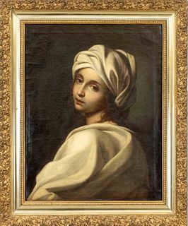 Anonymous copyist of the 19th century, portrait of Beatrice Cenci after Guido Reni (1575-1642), oil on canvas, unsigned, retouched, 62 x 48 cm, framed