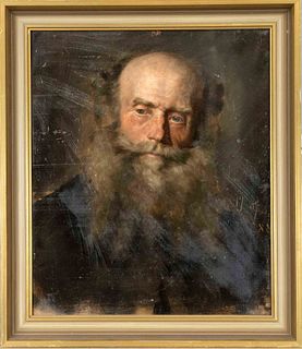 Anonymous portrait painter of the. 19th c., portrait study of an old man with luxuriant beard, oil on cardboard, dated 19 April (18)88 on right margin
