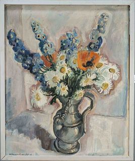 Albert Neuenschwander (1902-1984), Swiss flower and landscape painter, flower still life, oil/painted, signed and dated (19)35 lower left, 83 x 69 cm,