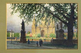Wilhelm GeiÃŸler (1848-1928), Berlin veduta painter, View of the Berlin Cathedral, watercolor on paper, signed and dated 1912, 30 x 47 cm, framed behi