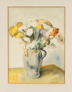 Heiner Stremmel (1899-1979), Flower still life, watercolor on paper, bottom right signed and dated (19)38, 29 x 22 cm, framed behind glass and mount 5