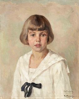 Rosa von Guttenberg (1878-1959), painter from Trieste, studied in Munich with Jank and Hoefer, portrait of a girl with white blouse, signed and dated 