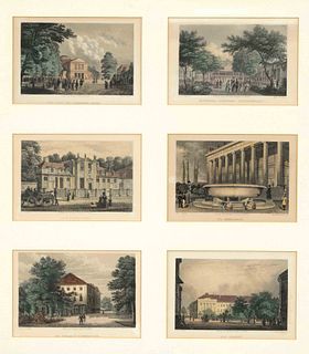 12 historical views of Berlin, 19th century, fine colored steel engravings by different engravers, each ca. 9,5 x 14 cm, framed in two frames behind p