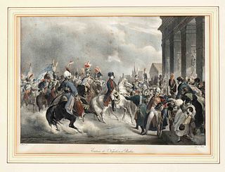 Charles Motte (1785-1836) after L. Marin, ''EntrÃ©e de NapolÃ©on Ã  Berlin'', col. Lithograph, somewhat creased, 29 x 41 cm, behind glass (defective) 