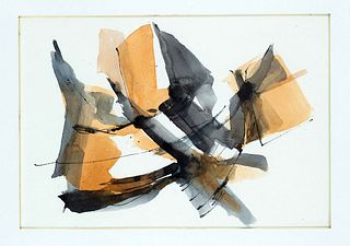 Rudolf Pusak (1908-1990), Viennese representative of the Informel, two compositions in watercolor and ink on paper, 1972, unsigned, on the reverse lab
