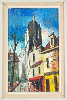 Julio Viera (*1934), Spanish painter, Paris street corner, oil on canvas, signed u. l., u. dated (19)68, on the reverse inscribed ''Paris Place Blanch